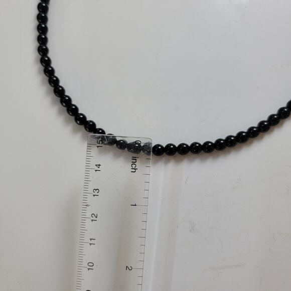 Vintage Black Beaded Necklace with Gold Filigree Clasp Elegant Statement Jewelry - Picture 4 of 10